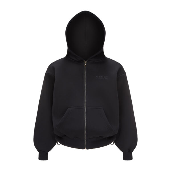 SLEEVES BASIC BLACK ZIP HOODIE