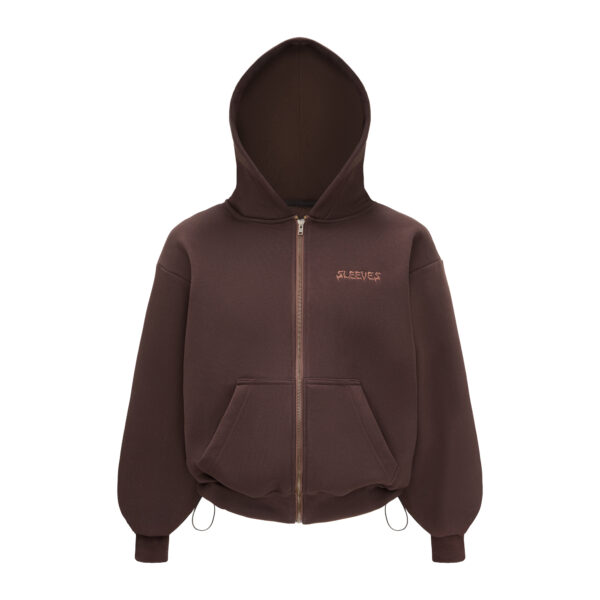 SLEEVES BASIC CHOCOLATE ZIP HOODIE