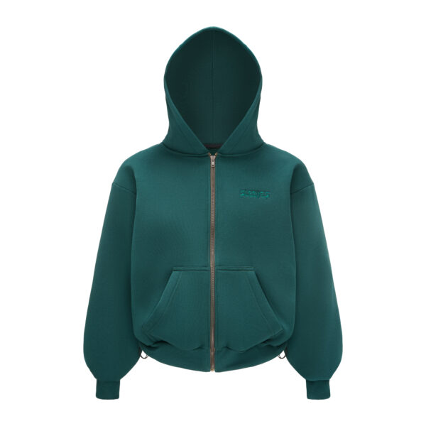 SLEEVES BASIC BOTTLE GREEN ZIP HOODIE