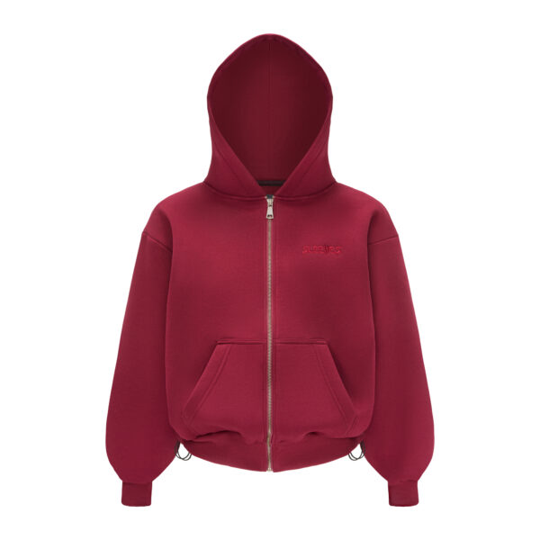 SLEEVES BASIC BURGUNDY ZIP HOODIE
