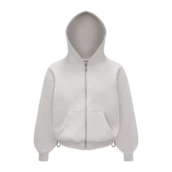 SLEEVES BASIC GRAY MELANGE ZIP HOODIE